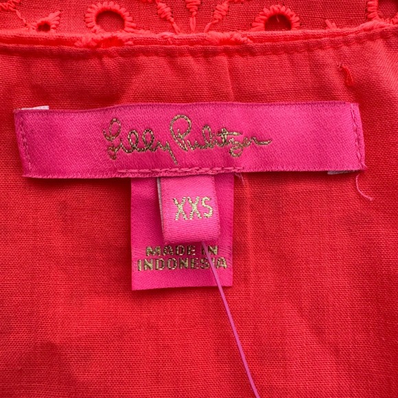 Lilly Pulitzer Coral Eyelet Flutter Sleeve Top | Size XXS New Without Tag - Picture 2 of 8